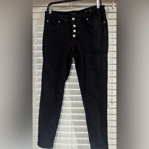 Tahari Amelia Black Skinny Jeans – Button Fly, Size 12/31